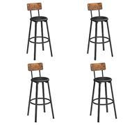 VASAGLE Conjunto de 4 Taburetes Altos de Cocina, Polipiel, con Respaldo | Sillas de Cocina, Banquetas para Barra de Cocina, Asiento Tapizado, Estructura de Acero, Colección BARNET