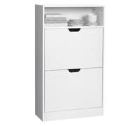 VASAGLE Custos Colección - Armario para Zapatos con 2 Solapas, Zapatero con Estante Abierto, Chapa de Melamina, Fácil de Limpiar, 60 x 24 x 102 cm, Blanco LBC040W01V3