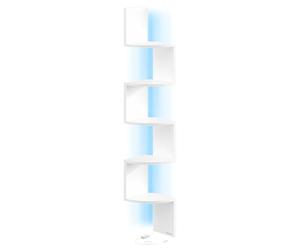 VASAGLE Custos Colección - Estanteria Esquinera con Luces LED, Baldas Esquineras Pared con 5 Niveles en Zigzag Ideal para Estudio, Sala de Estar y Dormitorio, Blanco Nube LBC630W01