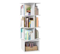 VASAGLE Custos Colección - Estantería Giratoria de 4 Niveles, Librería Rotatoria 360°, con Compartimentos Abiertos, 40 x 40 x 124,6 cm, para Dormitorio, Salón, Oficina, Blanco Nube LBC471WB01
