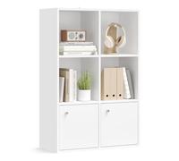 VASAGLE Custos Colección - Estantería, Librería de 3 Niveles, Estantería de Almacenamiento, 29 x 65,8 x 97,8 cm, 2 Compartimentos con Puertas, Sala de Estar, Estudio, Comedor, Blanco Nube LBC506WB01