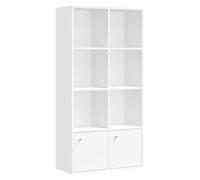 VASAGLE Custos Colección - Estantería, Librería de 4 Niveles, Estantería de Almacenamiento, 29 x 65,8 x 130 cm, 2 Compartimentos con Puertas, Sala de Estar, Estudio, Comedor, Blanco Nube LBC508WB01