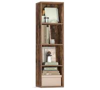 VASAGLE Custos Colección - Librería, Estantería de Cubos con 4 Compartimentos, 24 x 30 x 106 cm, Mueble de Almacenaje para Salón, Despacho, Comedor, Marrón Rústico LBC434K01