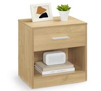 VASAGLE Custos Colección - Mesita de Noche, Mesa Auxiliar con Cajón, Asa, Compartimento Abierto, para Dormitorio, Salón, Amarillo Pajizo LET619Y70