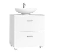 VASAGLE Custos Collection - Mueble Bajo Lavabo Móvil con 2 Amplios Cajones, Patas Altas, Apto para Varios Lavabos, 30 x 60 x 63,8 cm, Blanco Nube BBK521WB01