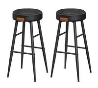 VASAGLE EKHO Colección - Juego de 2 Taburetes de Bar, Taburetes de Cocina, Taburetes de Desayuno, Cuero Sintético con Costuras, 76,2 cm de Alto, Silla Comedor, Fácil Montaje, Negro Tinta/Verde Marrón