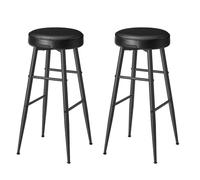 VASAGLE EKHO Colección - Juego de 2 Taburetes de Bar, Taburetes de Cocina, Taburetes de Desayuno, Cuero Sintético con Costuras, 76,2 cm de Alto, Silla Comedor, Fácil Montaje, Negro Tinta LBC090B01V1