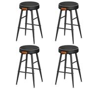 VASAGLE EKHO Colección - Juego de 4 Taburetes de Bar, Taburete Cocina, Taburete Desayuno, Cuero Sintético con Costuras, Moderno Siglo Medio, 63 cm Alto, Silla Comedor, Fácil Montaje, Negro Tinta