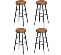 VASAGLE EKHO Colección - Juego de 4 Taburetes de Bar, Taburete Cocina, Taburete Desayuno, Cuero Sintético con Costuras, Moderno Siglo Medio, 76,2 cm Alto, Silla Comedor, Fácil Montaje, Marrón Caramelo