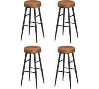 VASAGLE EKHO Colección - Juego de 4 Taburetes de Bar, Taburetes Cocina, Taburetes Desayuno, Cuero Sintético con Costuras, Moderno Siglo Medio, 76,2 cm Alto, Silla Comedor, Fácil Montaje, Negro Marrón
