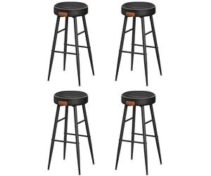 VASAGLE EKHO Colección - Juego de 4 Taburetes de Bar, Taburetes Cocina, Taburetes Desayuno, Cuero Sintético con Costuras, Moderno Siglo Medio, 76,2 cm Alto, Silla Comedor, Fácil Montaje, Negro Tinta
