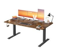 VASAGLE Escritorio Ajustable en Altura, 160 x 80 cm, Puerto USB-C, Estante para Regleta Eléctrica, Recordatorio de Sedentarismo, 3 Botones de Memoria, para Oficina, Marrón Rústico LSD146KD02