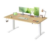 VASAGLE Escritorio Ajustable en Altura, 160 x 80 cm, Puerto USB-C, Estante para Regleta Eléctrica, Recordatorio de Sedentarismo, 3 Botones de Memoria, para Oficina, Roble Dorado LSD146YA02