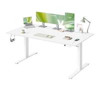 VASAGLE Escritorio Ajustable en Altura, 180 x 80 cm, Puerto USB-C, Estante para Regleta Eléctrica, Recordatorio de Sedentarismo, 3 Botones de Memoria, para Oficina, Blanco Mate LSD148WZ02