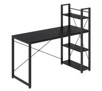 VASAGLE Escritorio con Estantes a Derecha o Izquierda, 137 cm | Mesa de Ordenador, Fácil Montaje, para Estudio, Oficina en Casa, Negro Ébano y negro mate, Colección BARNET LWD049B56