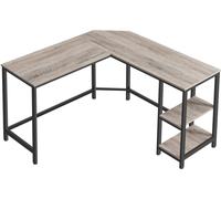 VASAGLE Escritorio de 138 x 138 x 76 cm de color greige y negro