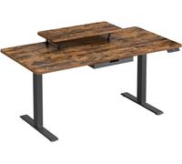 VASAGLE Escritorio eléctrico ajustable con soporte de color marrón rústico