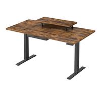 VASAGLE Escritorio Eléctrico Ajustable en Altura, 140 x 70 cm, para Trabajar de Pie, Soporte para Monitor, Cajón, Puerto USB-C, Recordatorio de Sedentarismo, para Oficina, Marrón Rústico/Blanco Nube M