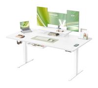 VASAGLE Escritorio Eléctrico Ajustable en Altura, 160 x 80 cm, Cajón | Soporte para Monitor, Puerto USB-C, Recordatorio de Sedentarismo, Blanco Nube y blanco mate, Colección BALOK LSD156WB01