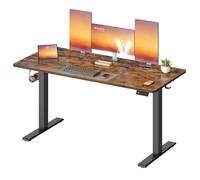 VASAGLE Escritorio Eléctrico Ajustable en Altura, Escritorio para Ordenador, Recordatorio de Sedentarismo, Función de Memoria con 4 Alturas, para Oficina, 140 x 60 cm, Marrón Rústico LSD314KD03