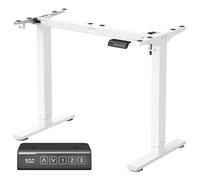 VASAGLE Escritorio Eléctrico Regulable en Altura, Soporte de Escritorio, sin Tablero, con 2 Ganchos, Función de Memoria de 3 Alturas, Acero, Blanco Mate LSD021W01V2