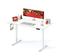 VASAGLE Escritorio Eléctrico Regulable en Altura, Soporte de Escritorio, sin Tablero, con 2 Ganchos, Función de Memoria de 3 Alturas, Acero, Blanco Mate LSD021W01V2