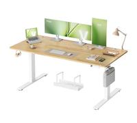 VASAGLE Escritorio Elevable Eléctrico con Motor Silencioso y Puerto USB-C | Mesa Ajustable en Altura, 180 x 80 x 72-120 cm, para Oficina y Despacho, Roble Dorado y Blanco, Colección BALOK LSD148YA02