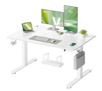 VASAGLE Escritorio Elevable Eléctrico, Mesa Ajustable en Altura con Carga Rápida Tipo C, Memoria de Altura y Caja de Cables, 120 x 80 x (72-120) cm, Blanco, para Oficina, Colección Balok LSD142WZ02