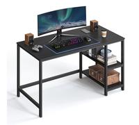VASAGLE Escritorio, Escritorio con 2 Estantes a la Izquierda o a la Derecha, Mesa de Trabajo, para Salón Oficina, Estructura de Acero, Industrial, Negro Ébano LWD047B16