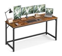 VASAGLE Escritorio, Estación Trabajo, Estructura Metal, 160 x 60 x 76 cm | Mesa Oficina Grande, Mesa para Teletrabajo, Estilo Industrial, Marrón Rústico y Negro Mate, Colección BARNET LWD121K01