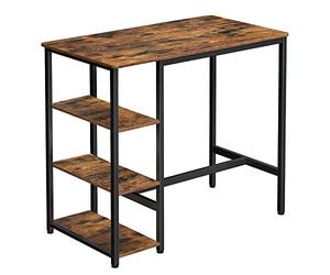 VASAGLE Escritorio informático, Escritorio con Almacenamiento, Mesa Alta, Marco de Acero, estación de Trabajo, 109 x 60 x 100 cm, Montaje fácil, Estilo Industrial, marrón rústico y Negro LBT11X