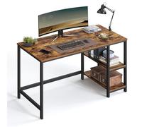 VASAGLE Escritorio, Escritorio con 2 Estantes a la Izquierda o a la Derecha, Mesa de Trabajo, para Salón Oficina, Estructura de Acero, Industrial, Marrón Rústico y Negro Tinta LWD47X