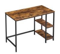 VASAGLE Escritorio, Mesa de Ordenador, con 2 Niveles de Estante a la Izquierda o a la Derecha, para Oficina, Dormitorio, Estructura de Acero, Industrial, Marrón Rústico y Negro/Greige y Negro/ Negro M