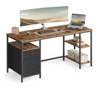 VASAGLE Escritorio, Mesa de Ordenador, Mesa de Oficina, con 3 Estantes