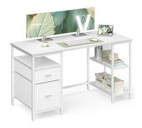 VASAGLE Escritorio, Mesa de Ordenador, Mesa de Oficina, con 3 Estantes