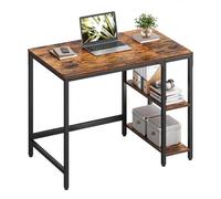 Escritorio con 2 Estante Industrial Marrón Rústico e Negro