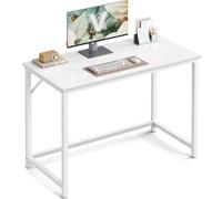 VASAGLE Escritorio, Mesa Oficina Pequeña y Estación Trabajo, Mesa para Teletrabajo, Estudio, Dormitorio, 50 x 100 x 76 cm, Estilo Moderno, Estructura Metal, Blanco Arce y Blanco Nube LWD041W44