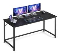 VASAGLE Escritorio, Mesa Oficina Pequeña y Estación Trabajo, Mesa para Teletrabajo, Estudio, Dormitorio, 60 x 135 x 76 cm, Estilo Industrial, Estructura Metal, Negro Ébano y Negro Tinta LWD043B56