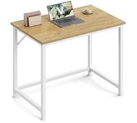 VASAGLE Escritorio, Mesa Oficina Pequeña y Estación Trabajo, Mesa para Teletrabajo, Estudio, Dormitorio, 50 x 80 x 76 cm, Estilo Moderno, Estructura Metal, Roble Natural y Blanco Perla LWD038W70