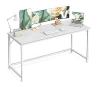 VASAGLE Escritorio, Mesa Oficina Pequeña y Estación Trabajo, para Teletrabajo, Estudio, Dormitorio, 160 x 60 x 76 cm, Estilo Moderno, Marco Metal, Blanco Arce y Blanco Perla LWD121WF01
