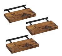 VASAGLE Estante de Pared, Juego de 3, Estante Flotante, 20 x 40 x 3,8 cm, Balda de Pared para Marcos de Fotos, Decoración, para Salón, Estudio, Cocina, Marrón Rústico LWS24BX-3