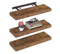 VASAGLE Estante de Pared, Juego de 3, Estante Flotante, 20 x 60 x 3,8 cm, Balda de Pared para Marcos de Fotos, Decoración, para Salón, Estudio, Cocina, Marrón Rústico LWS26BX-3