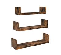 VASAGLE Estante de Pared, Juego de 3, Estante Flotante, Soporte de Pared Estable, Estilo Industrial, Forma de U, Decoración, para Salón, Dormitorio, Oficina, Marrón Rústico LWS034X01