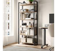 VASAGLE Estantera de 6 Niveles, con de Acero, para , Dormitorio, Oficina, Estudio, 30 x 80 x 186 cm, Estilo Industrial