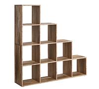 VASAGLE Estantería con 10 Cubos, 129,5 x 27 x 129,5 cm | Compartimentos Abiertos para Decoraciones, Plantas, Salón, Dormitorio, Estudio, Catalpa catalpa, Colección CUSTOS LBC010B50