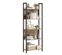 VASAGLE Estantería de 5 niveles, estantería industrial, con marco de acero, para sala de estar, oficina en casa, dormitorio, 9.4 x 24.4 x 65 pulgadas, marrón camello y negro ULLS025B50