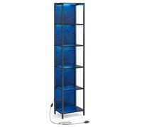 VASAGLE Estantería de 6 Niveles con Luz LED, Librería con Luces Ajustables, Marco de Acero, 30,3 x 40 x 178,6 cm, para Sala de Estar, Dormitorio, Oficina, Negro Ébano LLS121B57