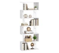 VASAGLE Estantería de 7 Niveles, Libreria Estanteria en Forma de S, Estante de Tablero de partículas y Acero, 60 x 24 x 190,5 cm, para Salón, Oficina, Blanco y Negro Mate, Colección Barnet LLS173WB01