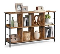 VASAGLE Estantería de Almacenamiento de 2 Niveles, Librería, Estantería Independiente con 8 Compartimiento, Salón, Estudio, Cocina, 33 x 132,6 x 80 cm, Marrón Rústico y Negro LLS128K01