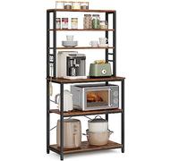 VASAGLE Estantería de Cocina, 6 Estantes y 6 Ganchos, 80 x 40 x 167 cm | Estantería de Panadería, para Microondas, Marco de Acero, Marrón Rústico y Negro Mate, Colección BARNET KKS019B01